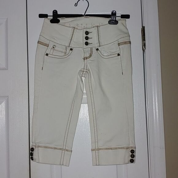Industrial Cotton white bermuda jean shorts Sz 1 NWOT - Picture 1 of 5